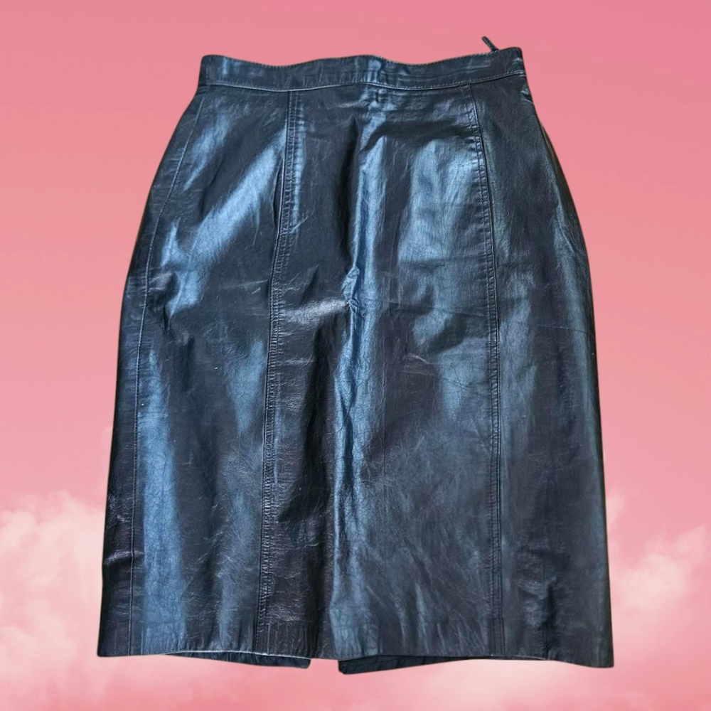 Genuine Black Leather Skirt